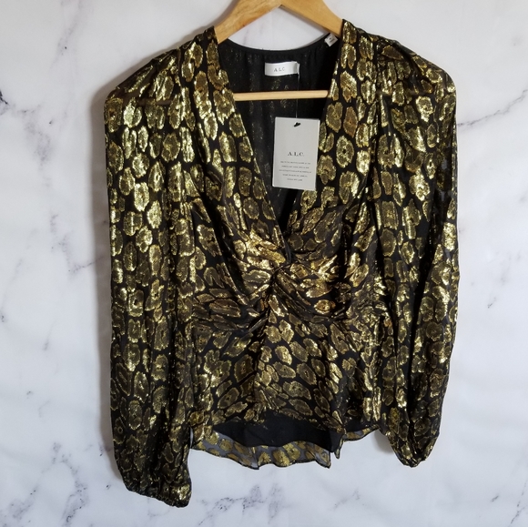 A.L.C Logan Long Sleeve Twist Front Blouse Top, 6 - Picture 10 of 16